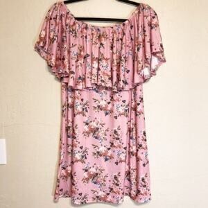 Umgee Womens Dress Small Floral Off Shoulder Ruffle